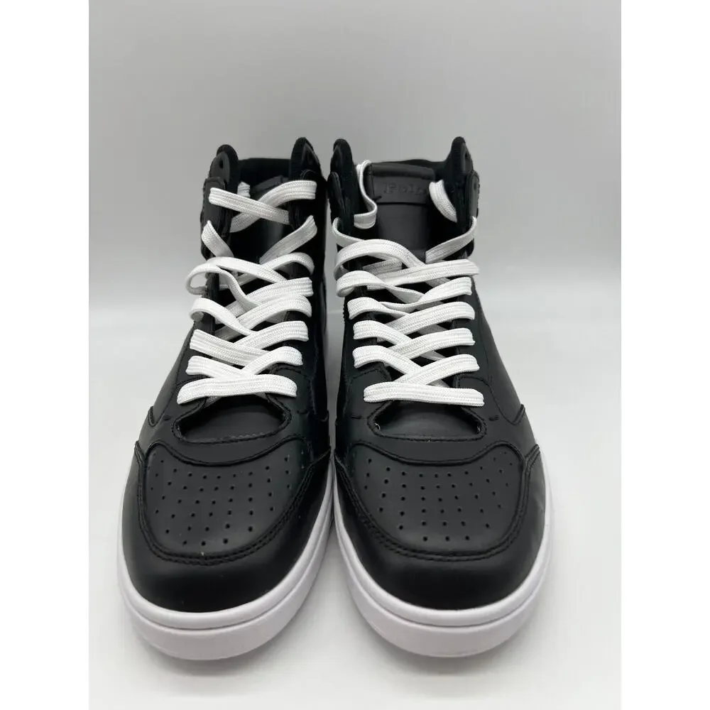 Polo Ralph Lauren Court Leather High Top Sneaker Black/White Size 9